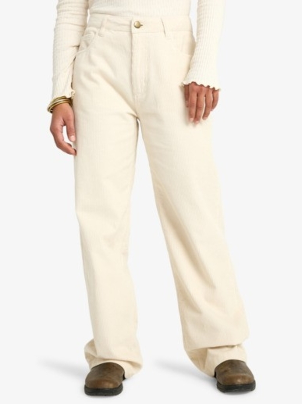 Billabong Cream Wide-Leg Corduroy Pants